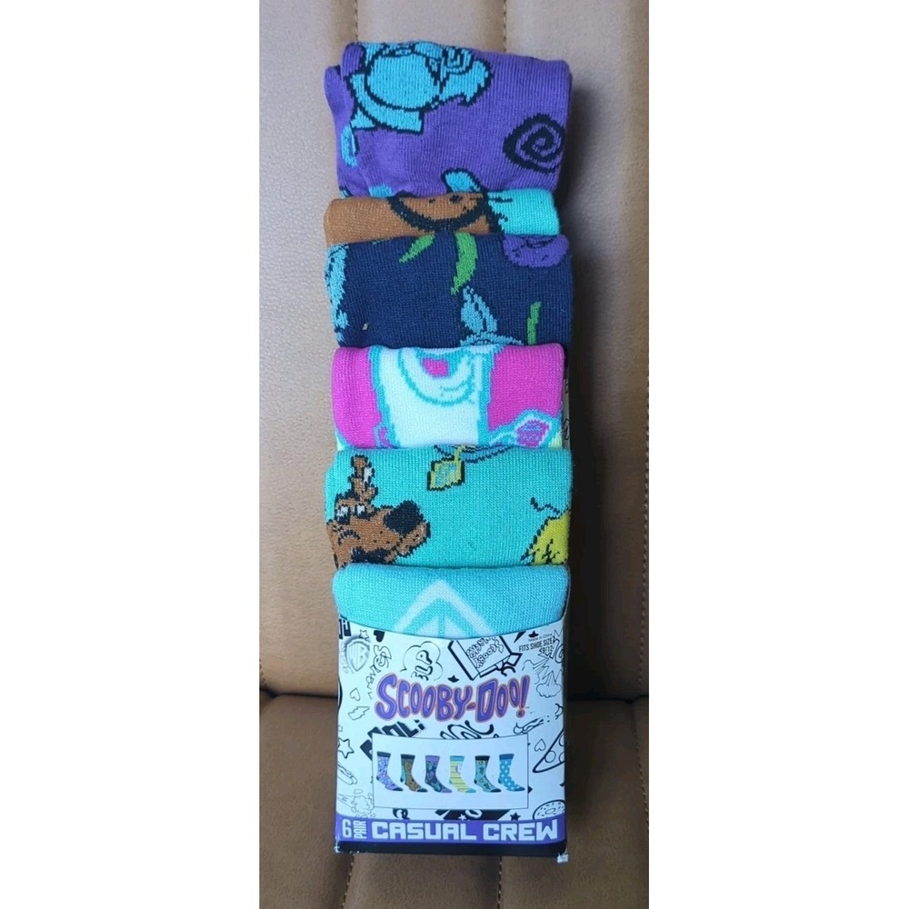 Scooby Doo Crew Socks 6 Pair 8-12 Unisex New Halloween Scary Warner Bros